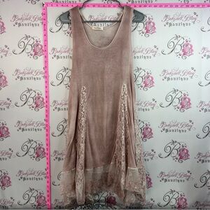 Simply Couture dress Lacie lace floral tie dye Blush Lace-Panel Sleeveless Tunic